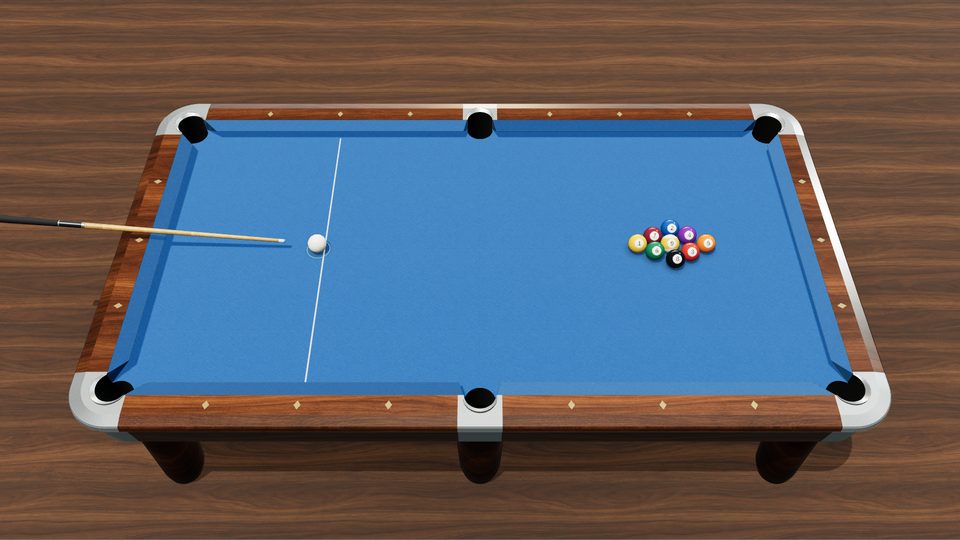 9-Ball table, racked